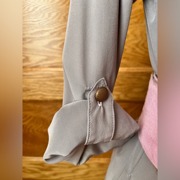 LOVEMATTERS Designer Silk & Leather Belted Shirt Dress Size Small - Picture 12 of 16